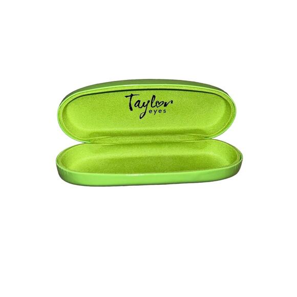 Taylor Eyes Green Clamshell‎ Glasses Case (6 ¼” x 2 ⅜” x 1 3/16) - Picture 3 of 3